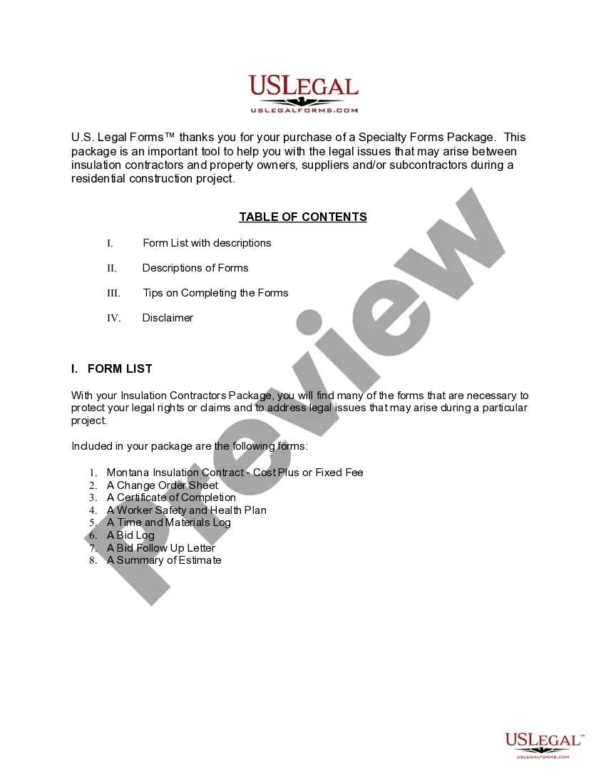 Preview Montana Insulation Contractor Package