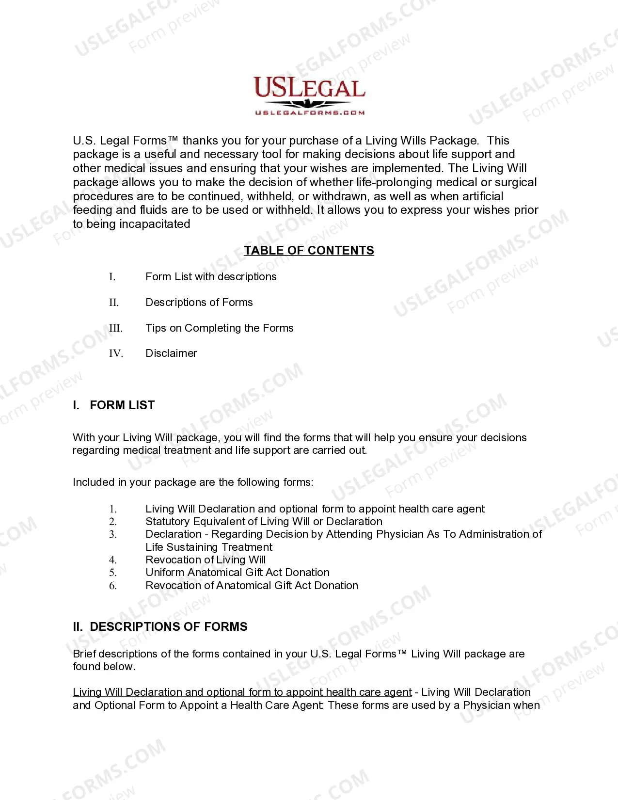 Preview Montana Living Wills and Health Care Package