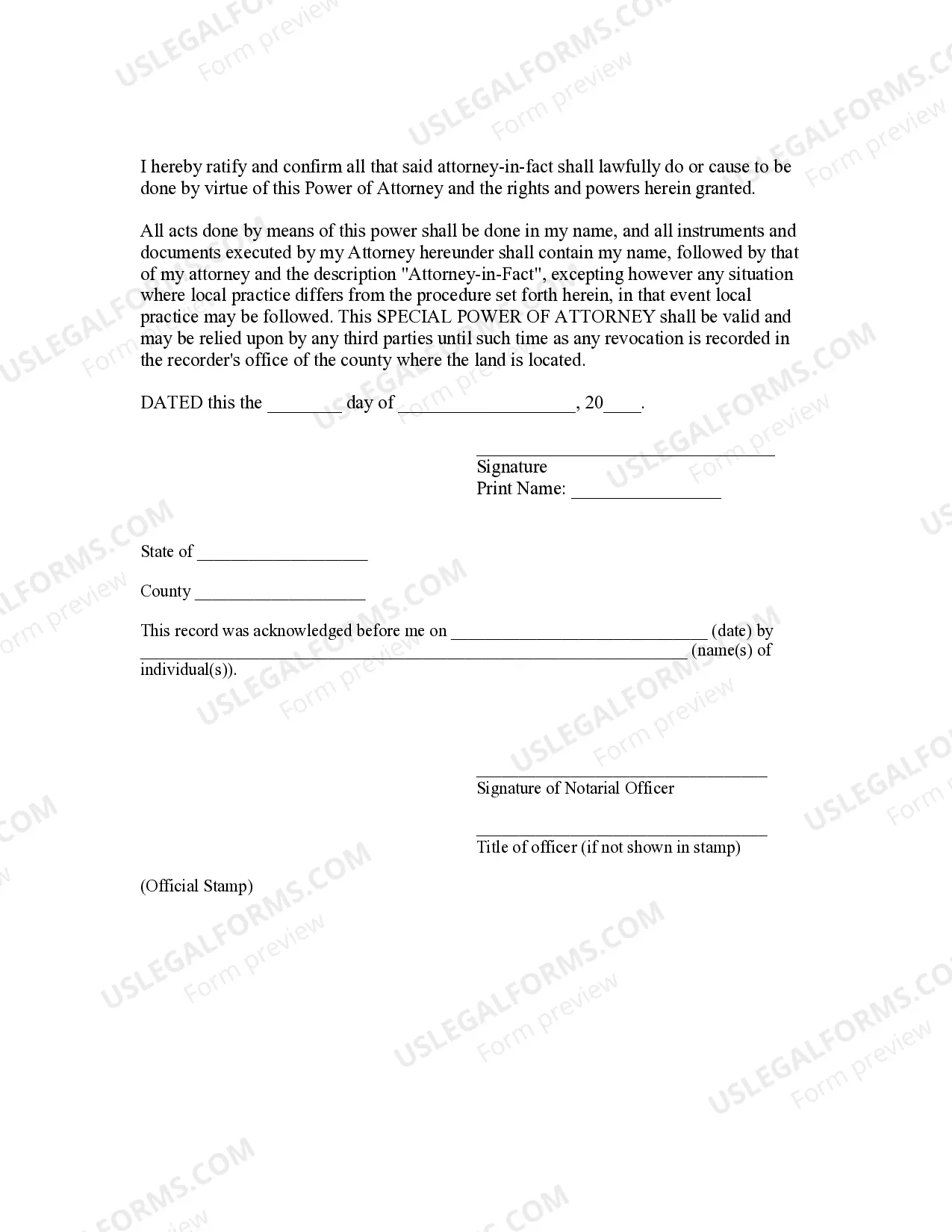 Preview Special or Limited Power of Attorney for Real Estate Sales Transaction By Seller