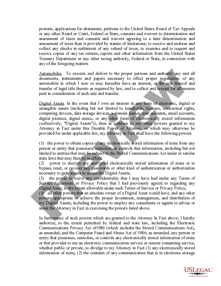 Preview Limited Power of Attorney where you Specify Powers with Sample Powers Included