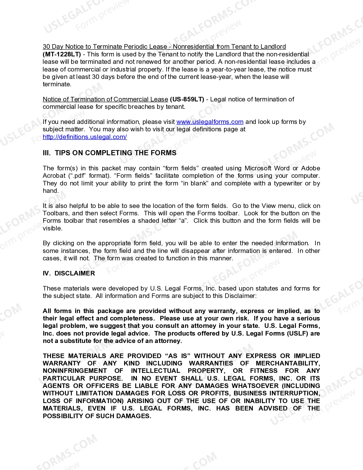 Preview Montana Commercial Lease Package