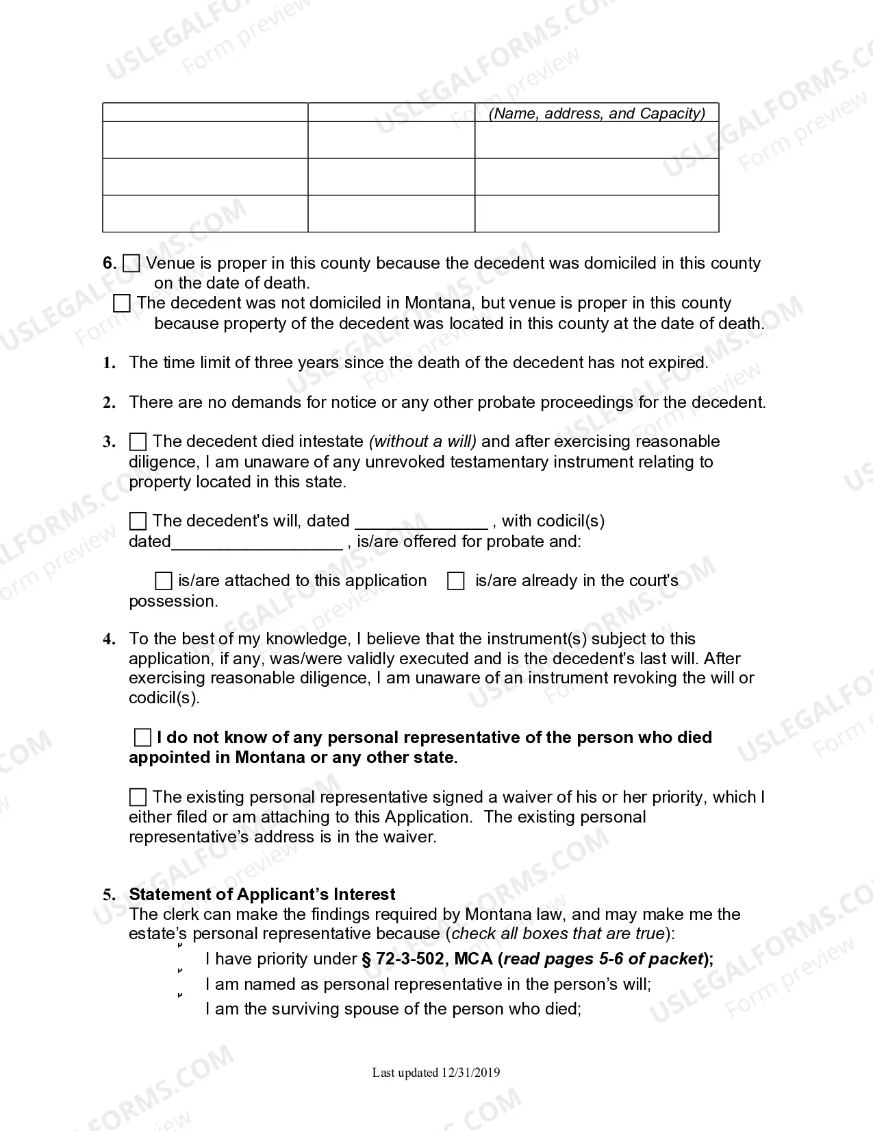 Preview Application for Informal Probate and Appointment of Personal Representative