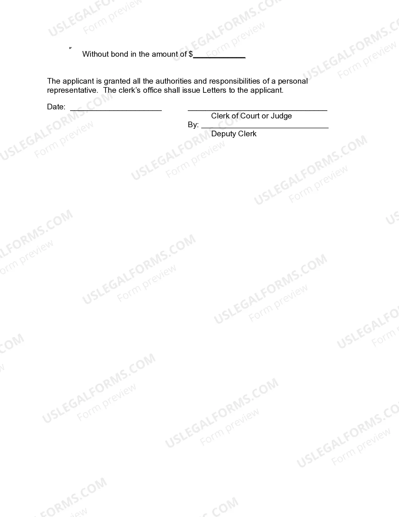 Preview Order of Informal Probate of Will and Appointment of Personal Representative