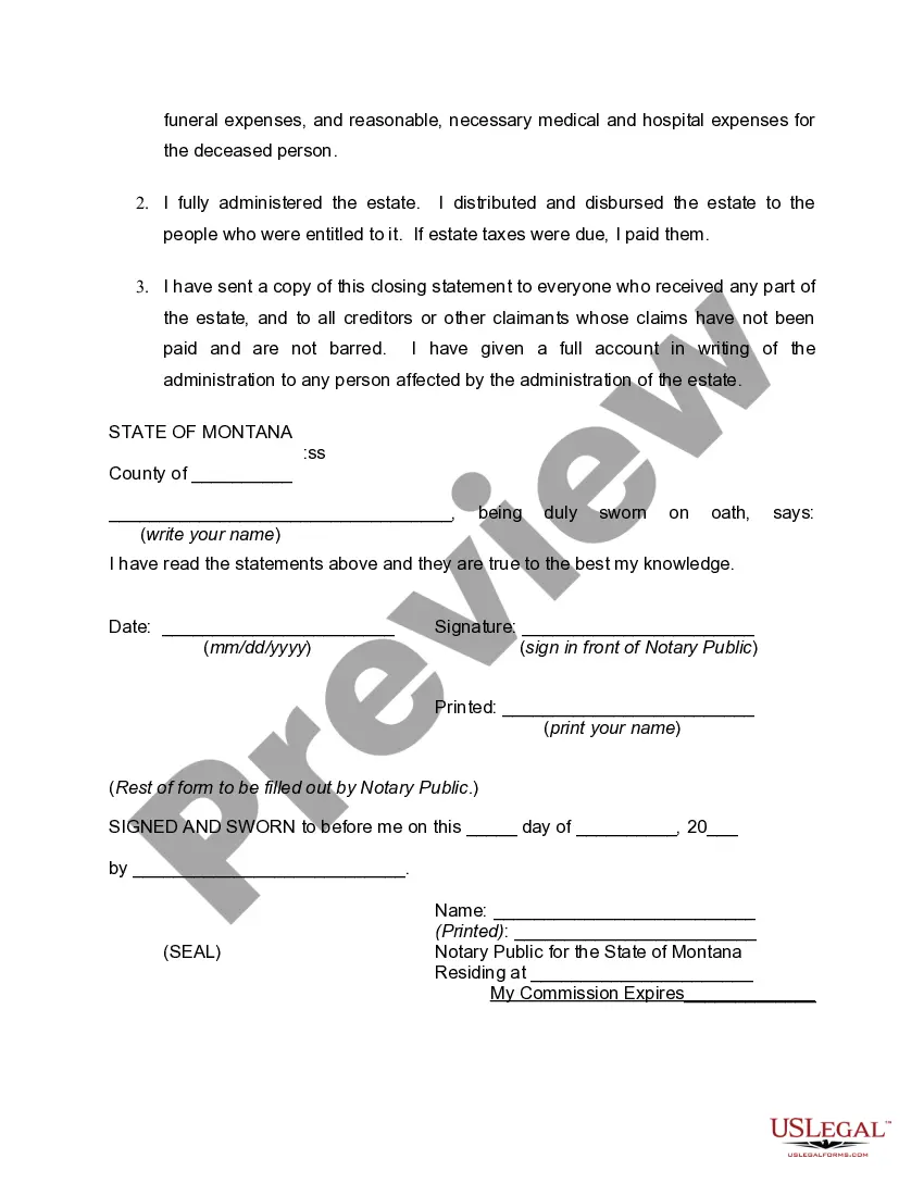 Get Personal Representative Sworn Statement to Close Estate Preview Personal Representative Sworn Statement to Close Estate