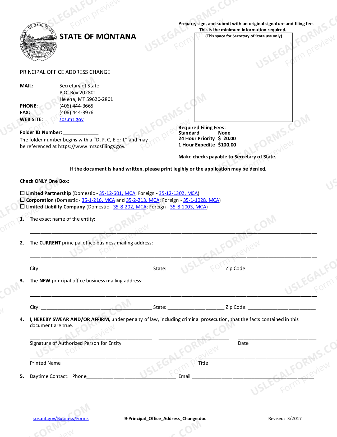 Montana Change of Registered Agent Registered Agent In Montana US