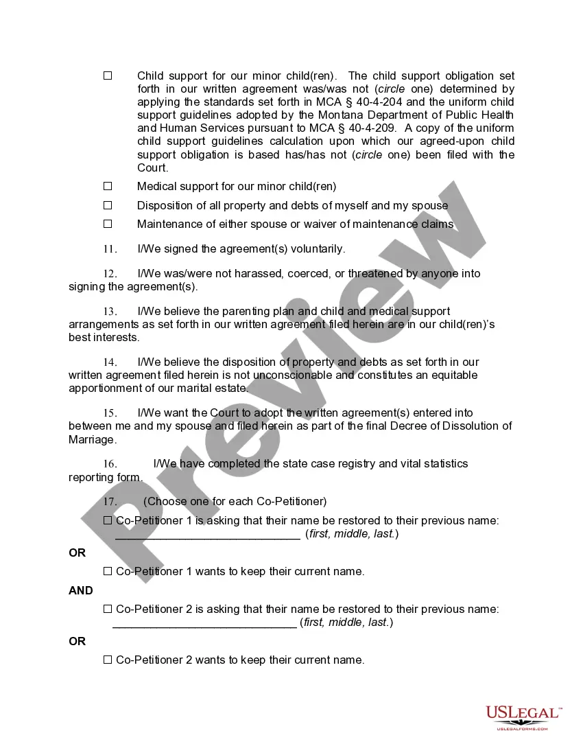 Preview Affidavit for Entry of Decree for Dissolution of Marriage Without Hearing