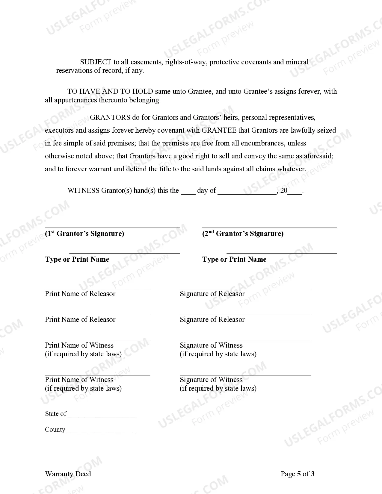 Preview Warranty Deed for Husband and Wife Converting Property from Tenants in Common to Joint Tenancy