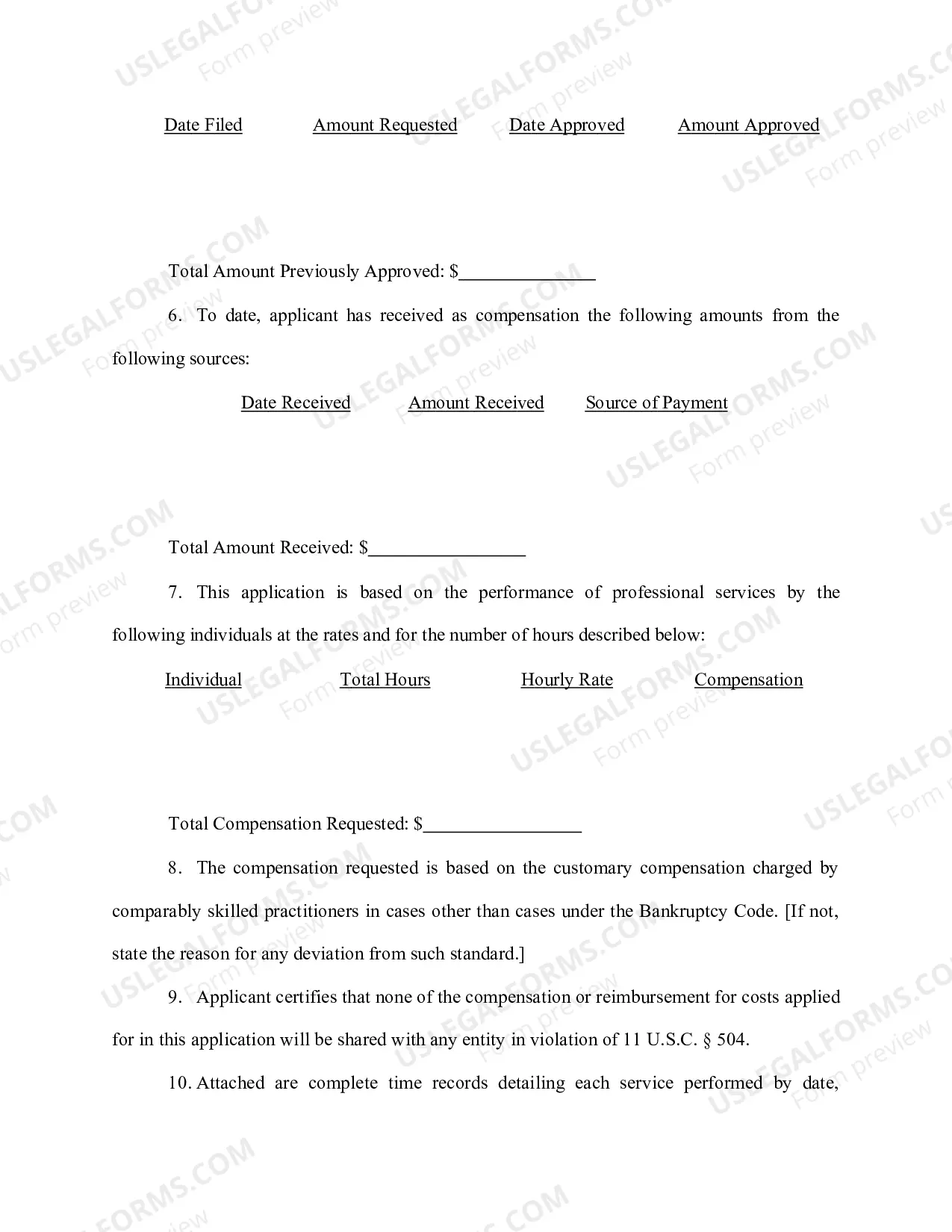 Preview Mont. LBF 17. APPLICATION FOR PROFESSIONAL FEES AND COSTS [MONT. LBR 2016-1(a)]