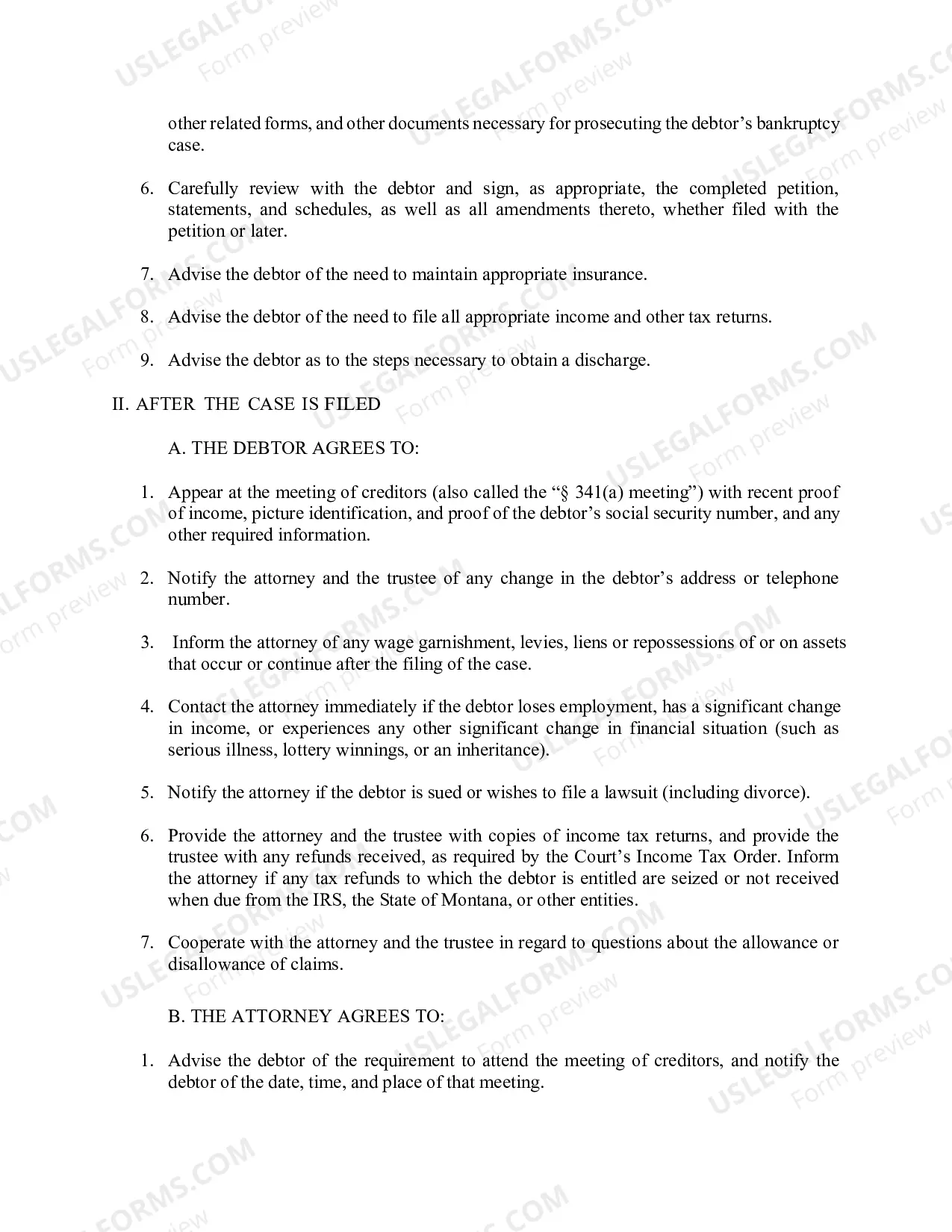 Preview Mont. LBF 3. ATTORNEY RETENTION AGREEMENT (CHAPTER 7) [MONT. LBR 2014-2(a)]