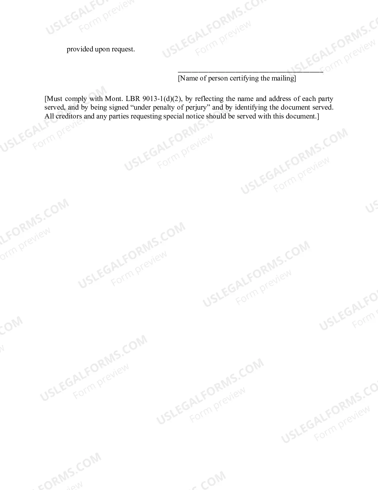 Preview Mont. LBF 10. NOTICE of CONVERSION TO CHAPTER 7 [MONT. LBR 1017-1(a)(4)
