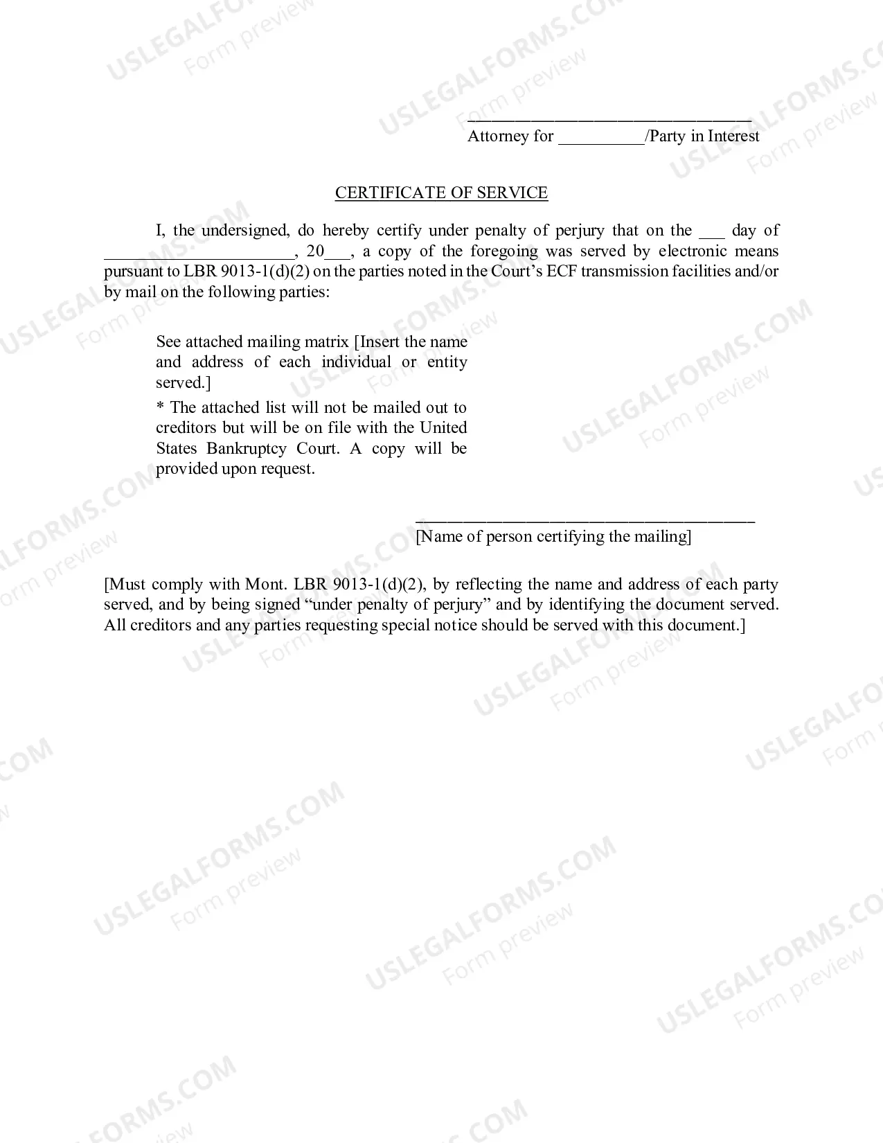 Preview Mont. LBF 23. REQUEST FOR SPECIAL NOTICE [MONT. LBR 2002-2]