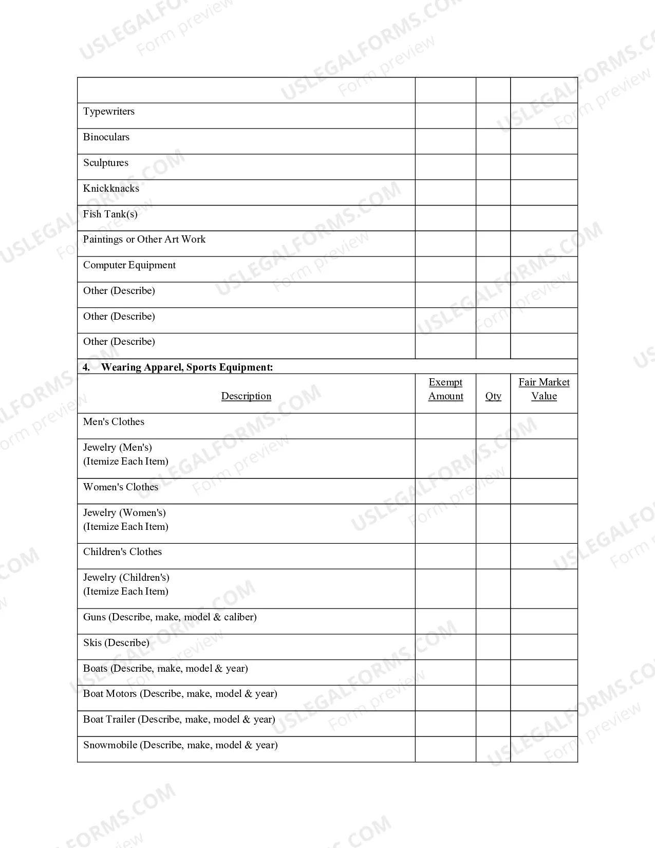 Preview Mont. LBF 31. SUPPLEMENTAL PERSONAL PROPERTY LIST [MONT. LBR 1007-1(g)]