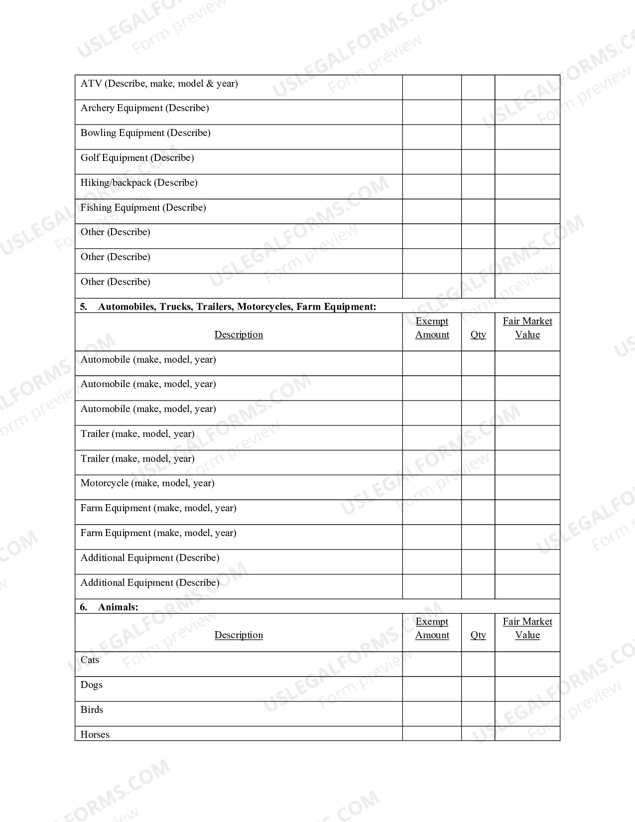 Preview Mont. LBF 31. SUPPLEMENTAL PERSONAL PROPERTY LIST [MONT. LBR 1007-1(g)]