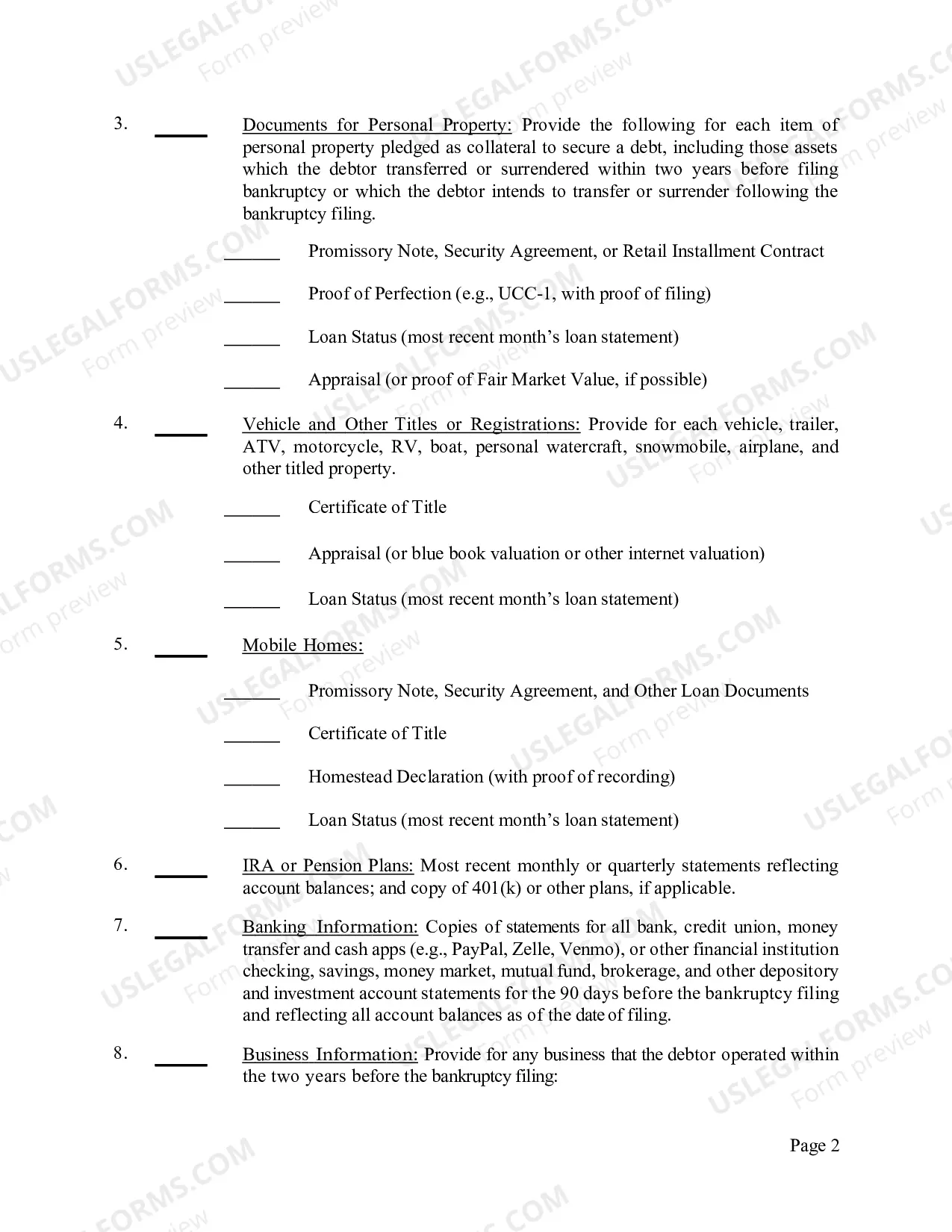 Preview Mont. LBF 33. MATERIALS REQUIRED TO BE DELIVERED TO TRUSTEES PRIOR TO Sec. 341(a) MEETINGS of CREDITORS [MONT. LBRS 2003-3 AND 4003-2]