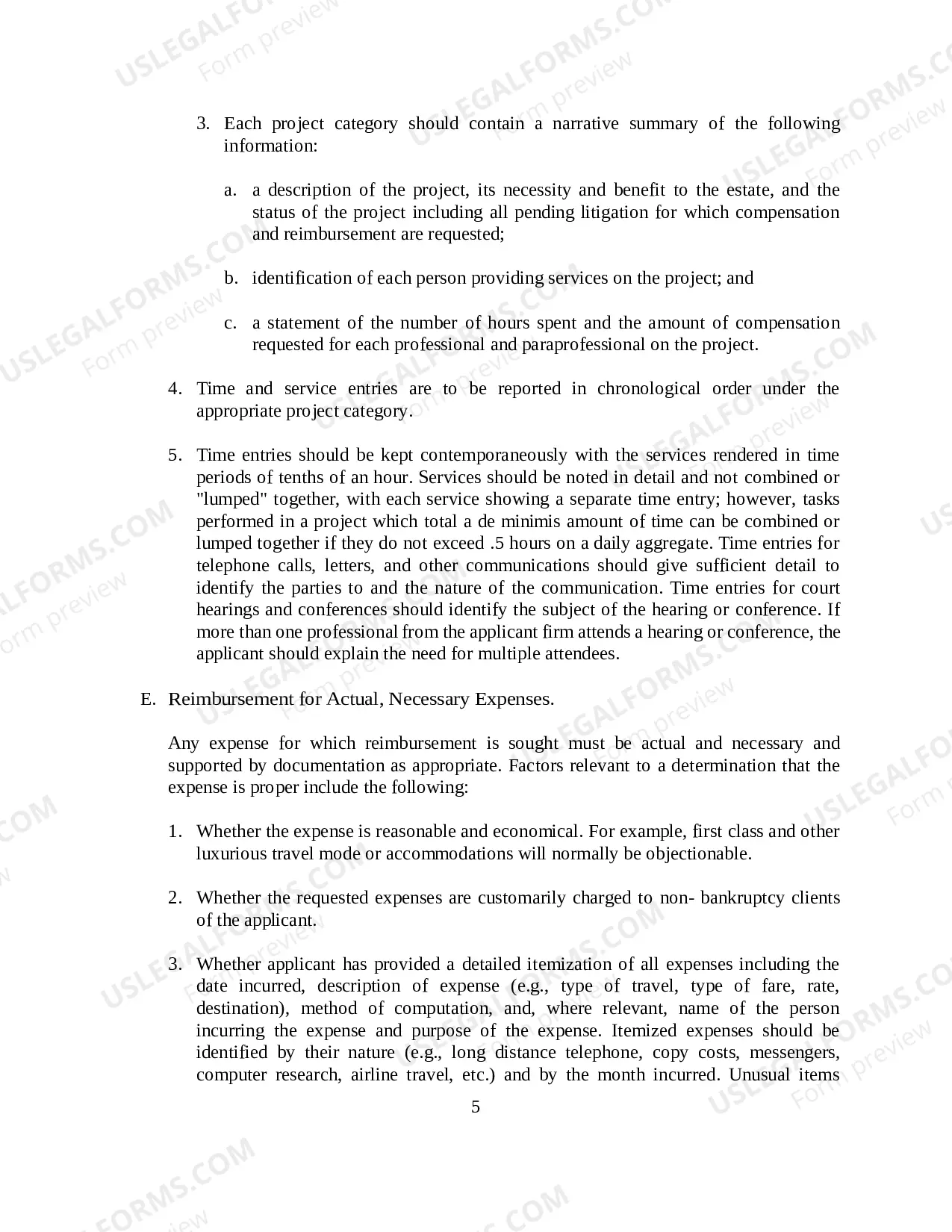 Preview UNITED STATES TRUSTEE GUIDELINES FOR REVIEWING APPLICATIONS FOR COMPENSATION AND REIMBURSEMENT of EXPENSES FILED UNDER 11 U.S.C. Sec. 330