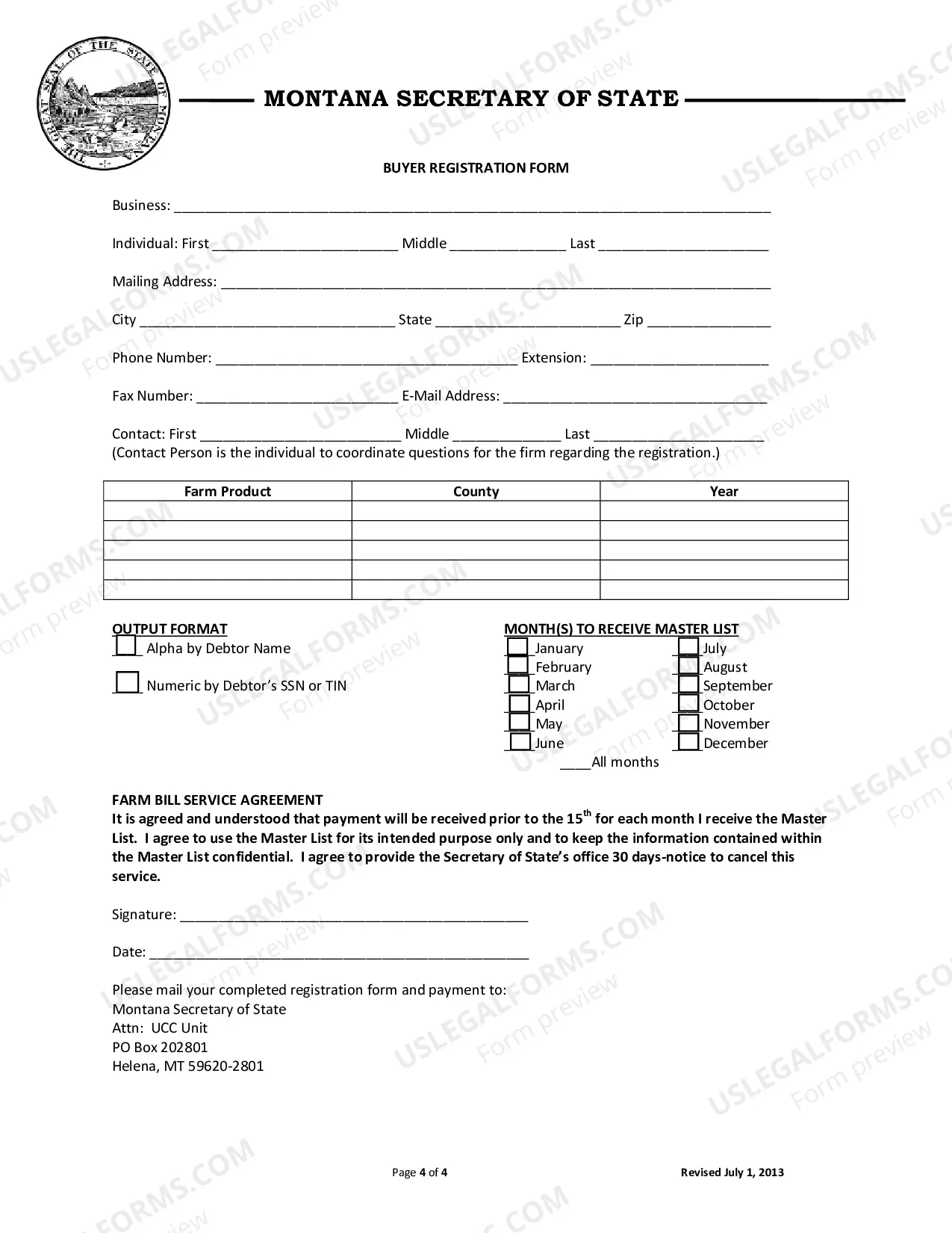 Preview Buyer Registration Form (Farm Bill Registration)