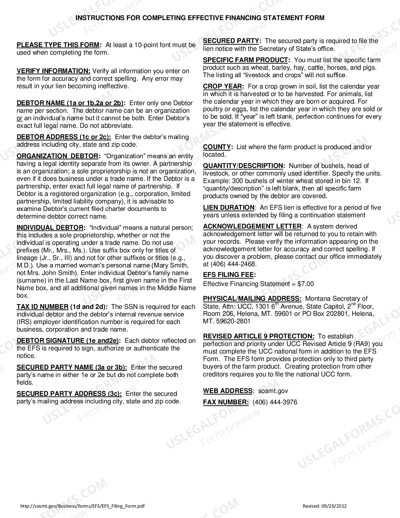 Preview Effective Financing Statement