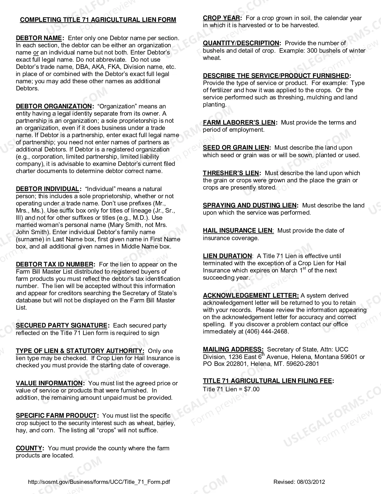 Preview Agricultural Lien