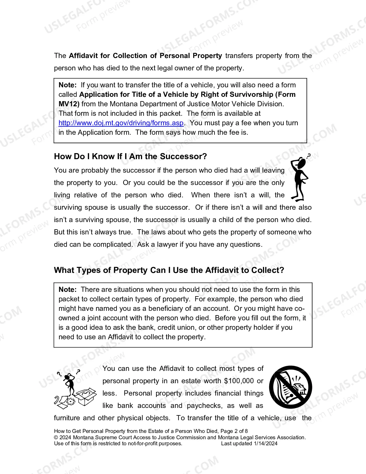 Preview Affidavit for Collection of Personal Property Packet
