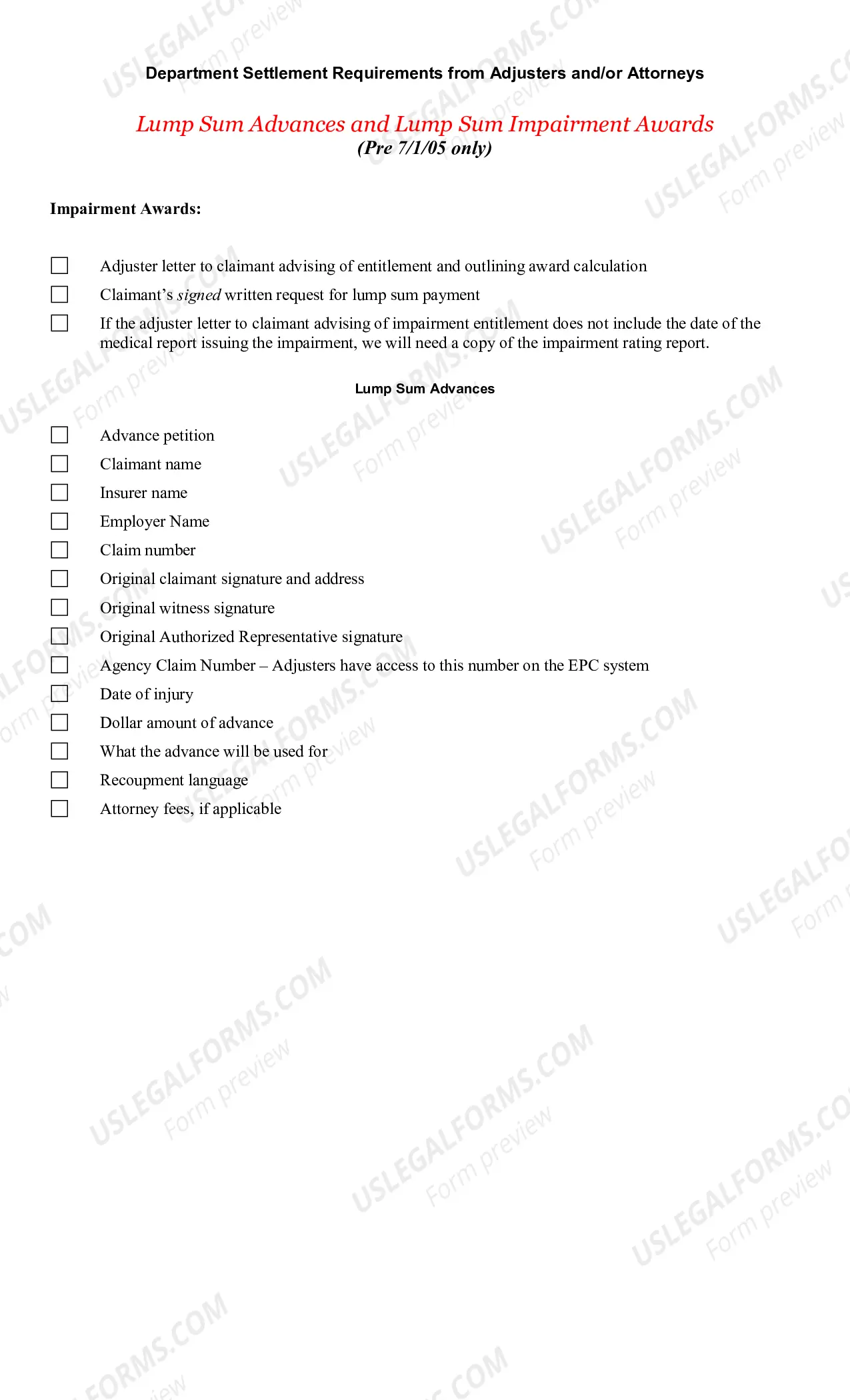 Preview Petition for Advance & Checklist for Advance Requirements