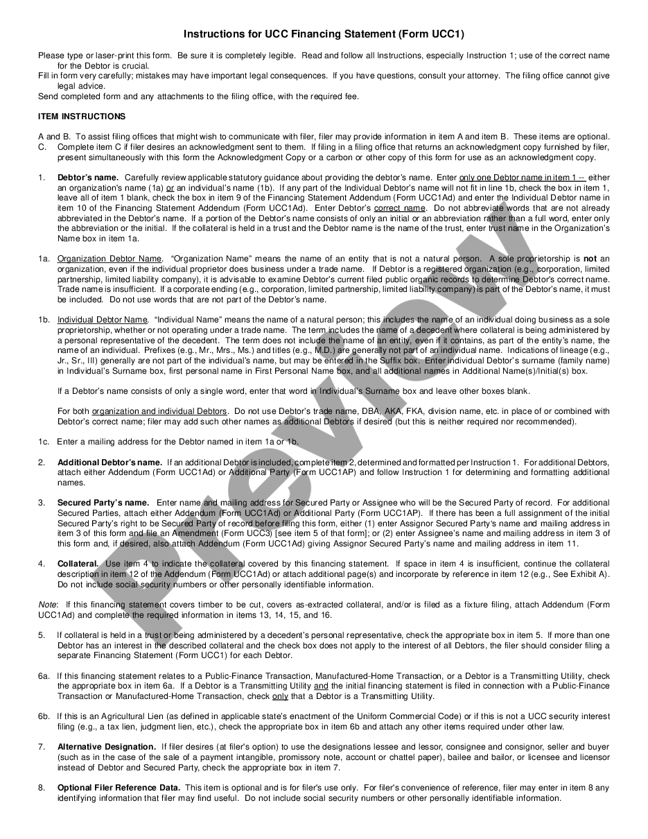 page 1 Montana UCC1 Financing Statement preview
