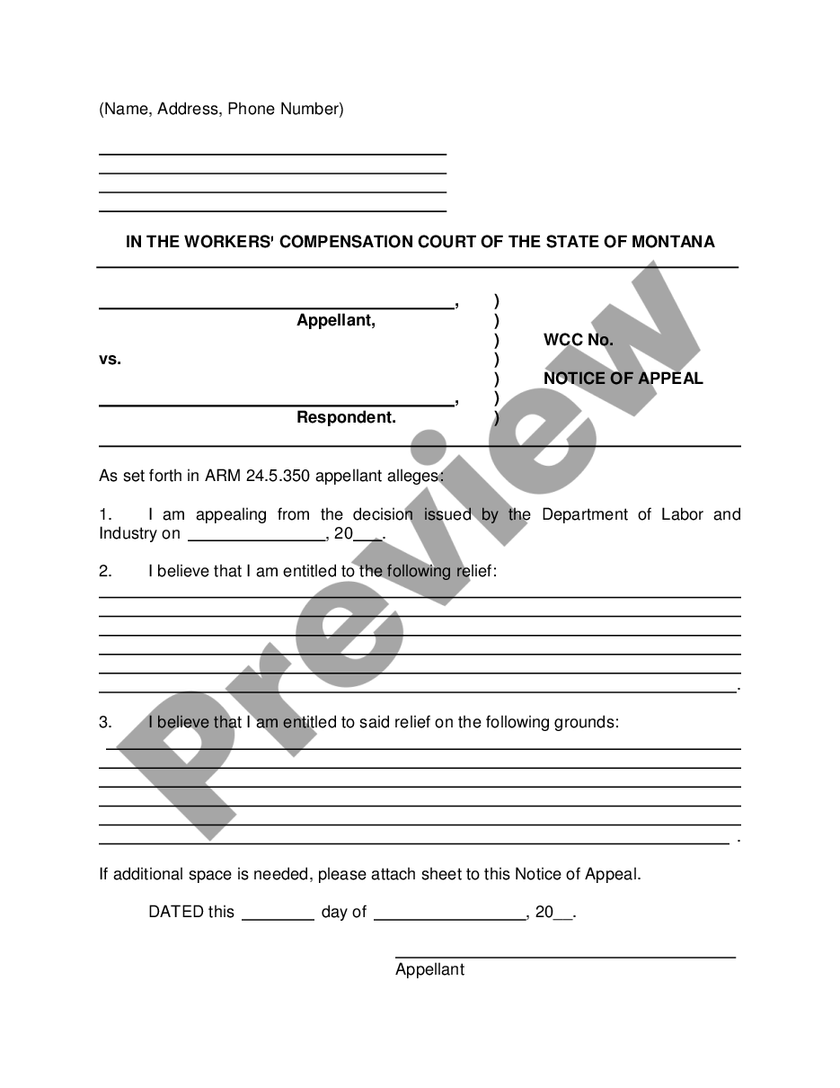 form Notice of Appeal preview