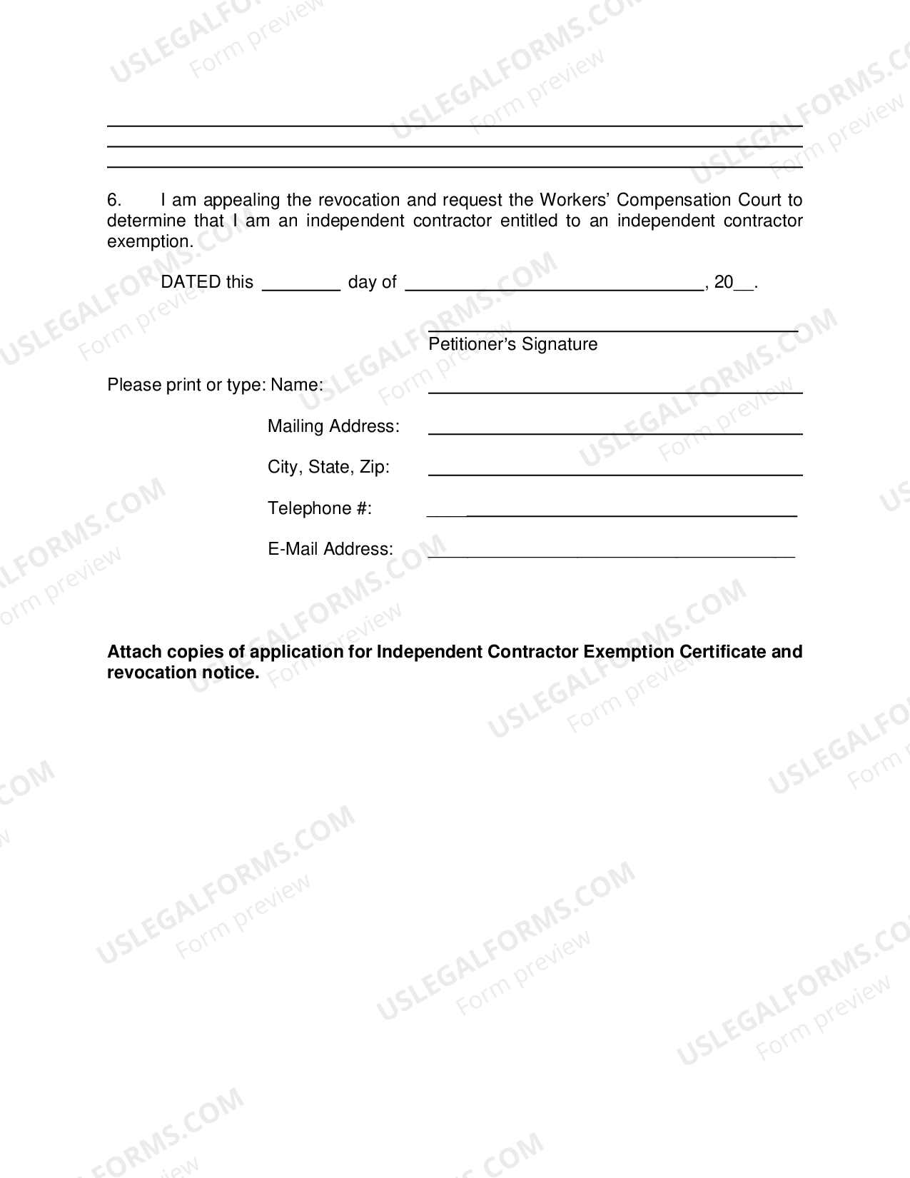 Montana Petition Disputing ICCU Revocation of Self Montana Contractor