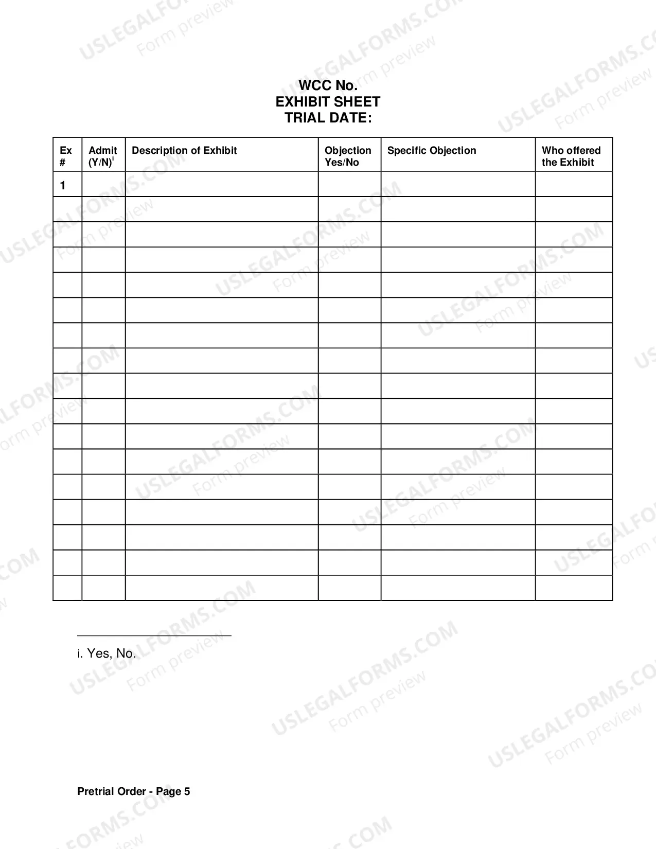 Preview Sample Pretrial Order