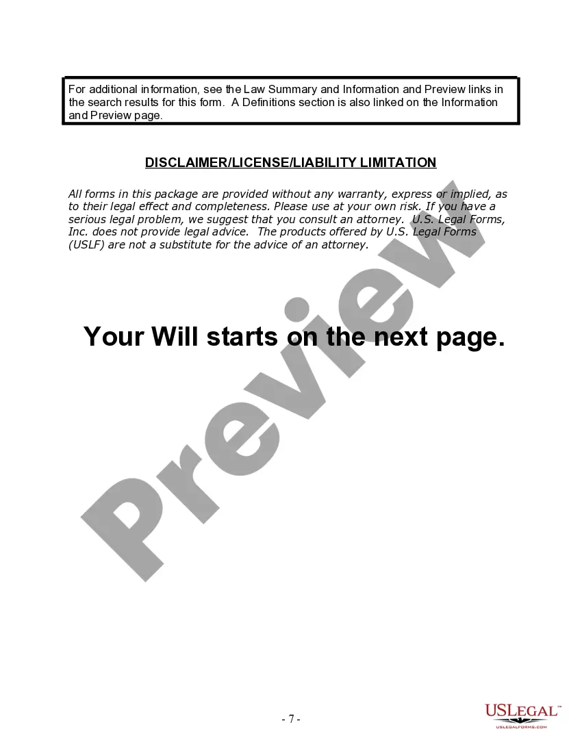 Preview Last Will and Testament for Single Person with Adult Children