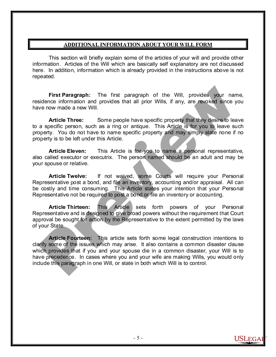 page 4 Legal Last Will and Testament for Married person with Minor Children from Prior Marriage preview