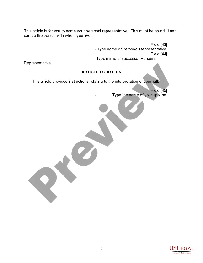 Preview Last Will and Testament for Married person with Minor Children from Prior Marriage
