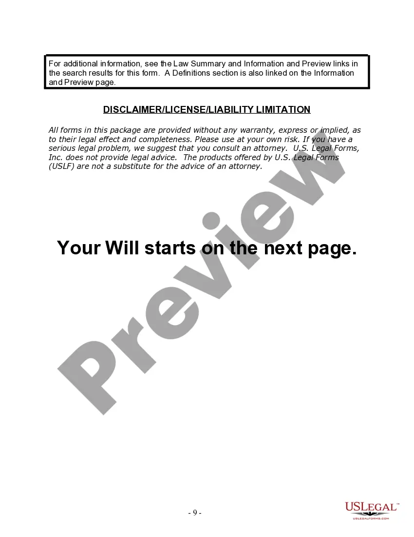 Preview Last Will and Testament for Married person with Minor Children from Prior Marriage