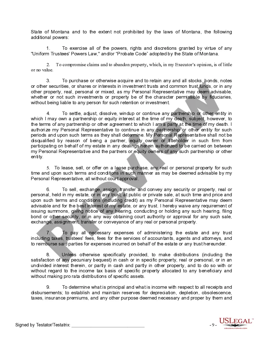 Preview Last Will and Testament for Divorced Person Not Remarried with No Children