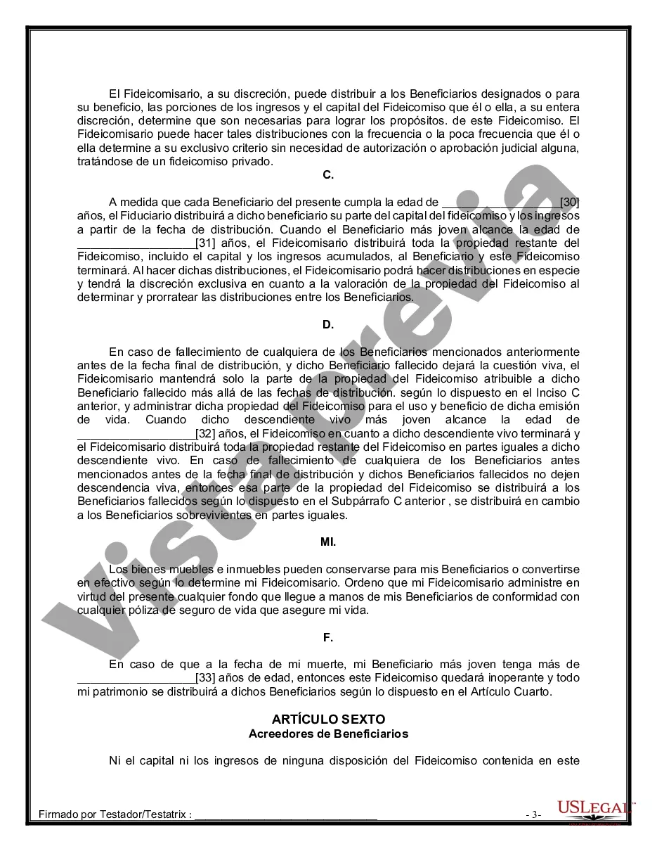 Preview Formulario de última voluntad y testamento legal para personas divorciadas que no se han vuelto a casar con hijos menores