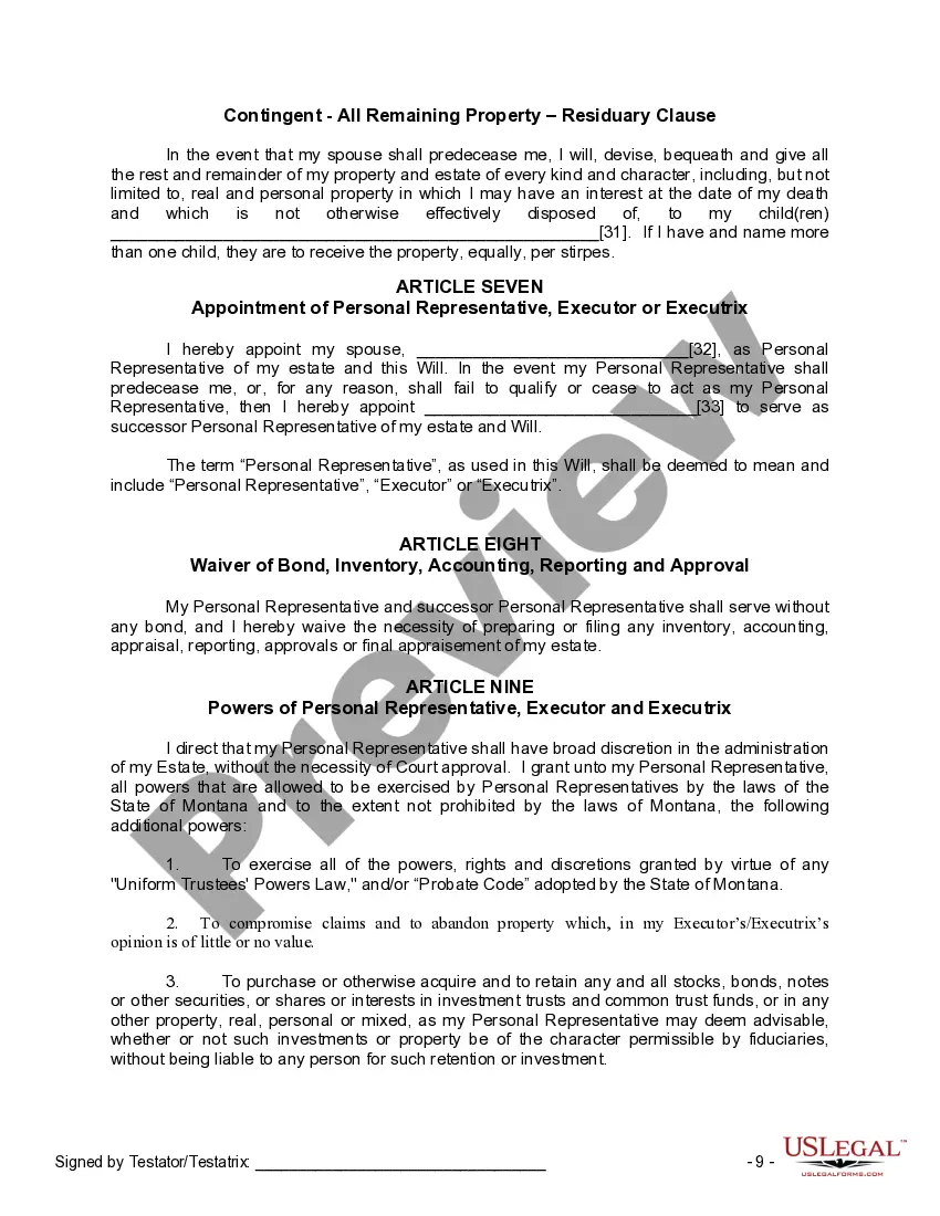 Preview Mutual Wills Package for Married Couple with Adult Children