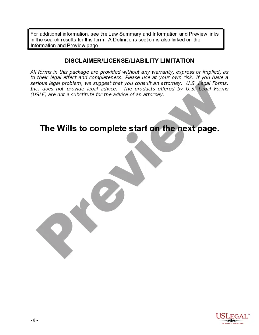 Preview Mutual Wills Package for Married Couple with Adult Children