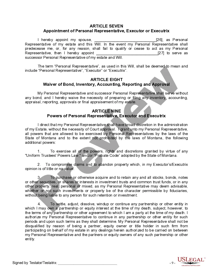 Preview Mutual Wills Package for Married Couple with No Children