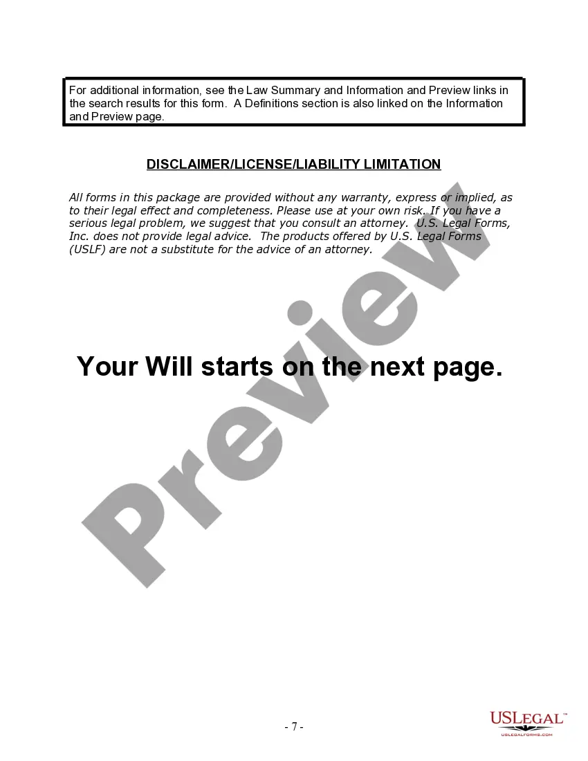 Preview Last Will and Testament for Married Person with Adult and Minor Children from Prior Marriage