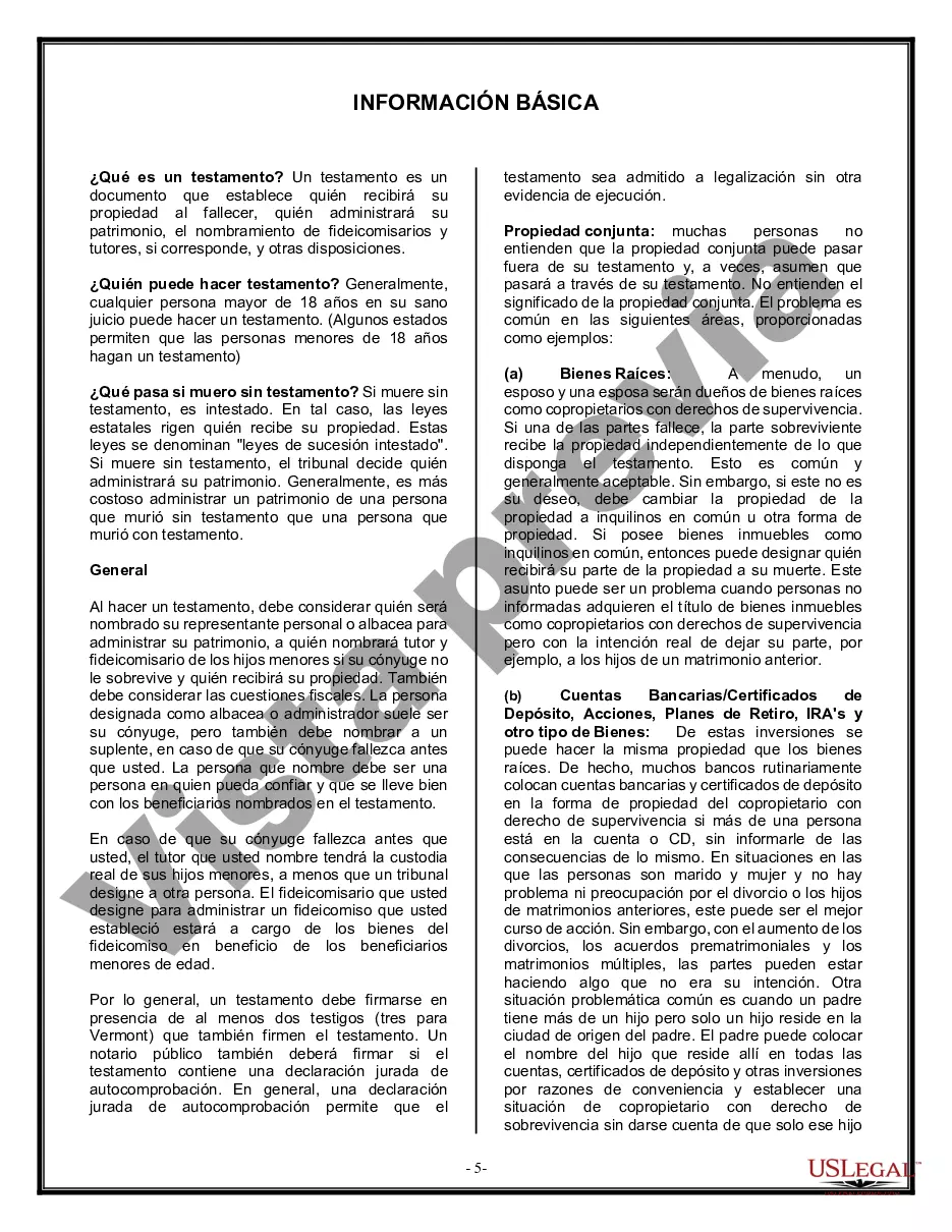 Preview Formulario Legal de Última Voluntad y Testamento para Viuda o Viudo con Hijos Menores