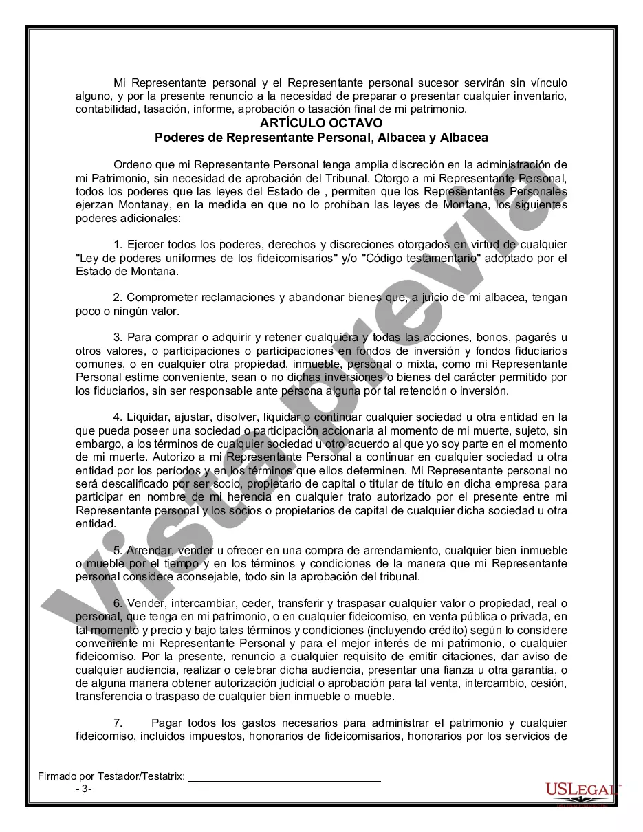 Preview Formulario de última voluntad legal para una viuda o viudo sin hijos