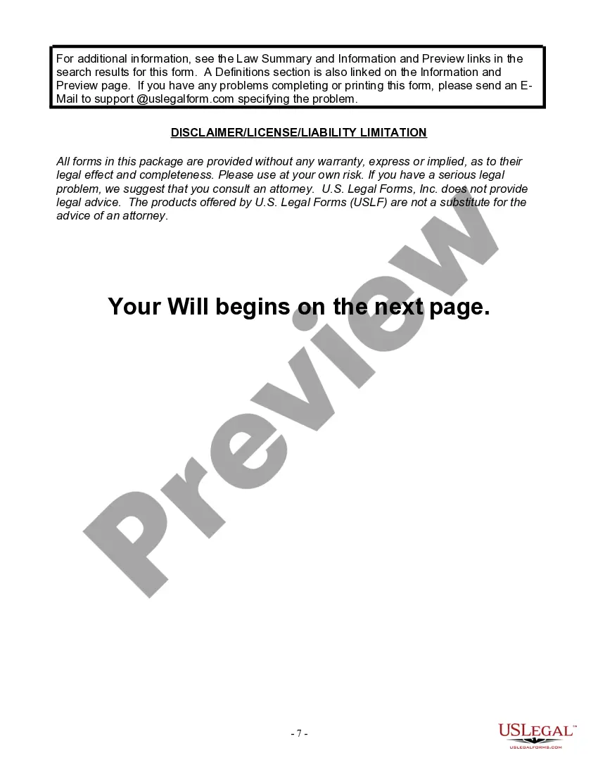 Preview Last Will for a Widow or Widower with no Children