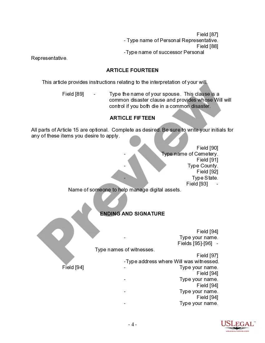 Preview Last Will and Testament for Divorced and Remarried Person with Mine, Yours and Ours Children