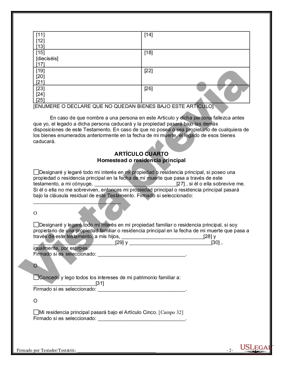 Preview Última voluntad y testamento para otras personas