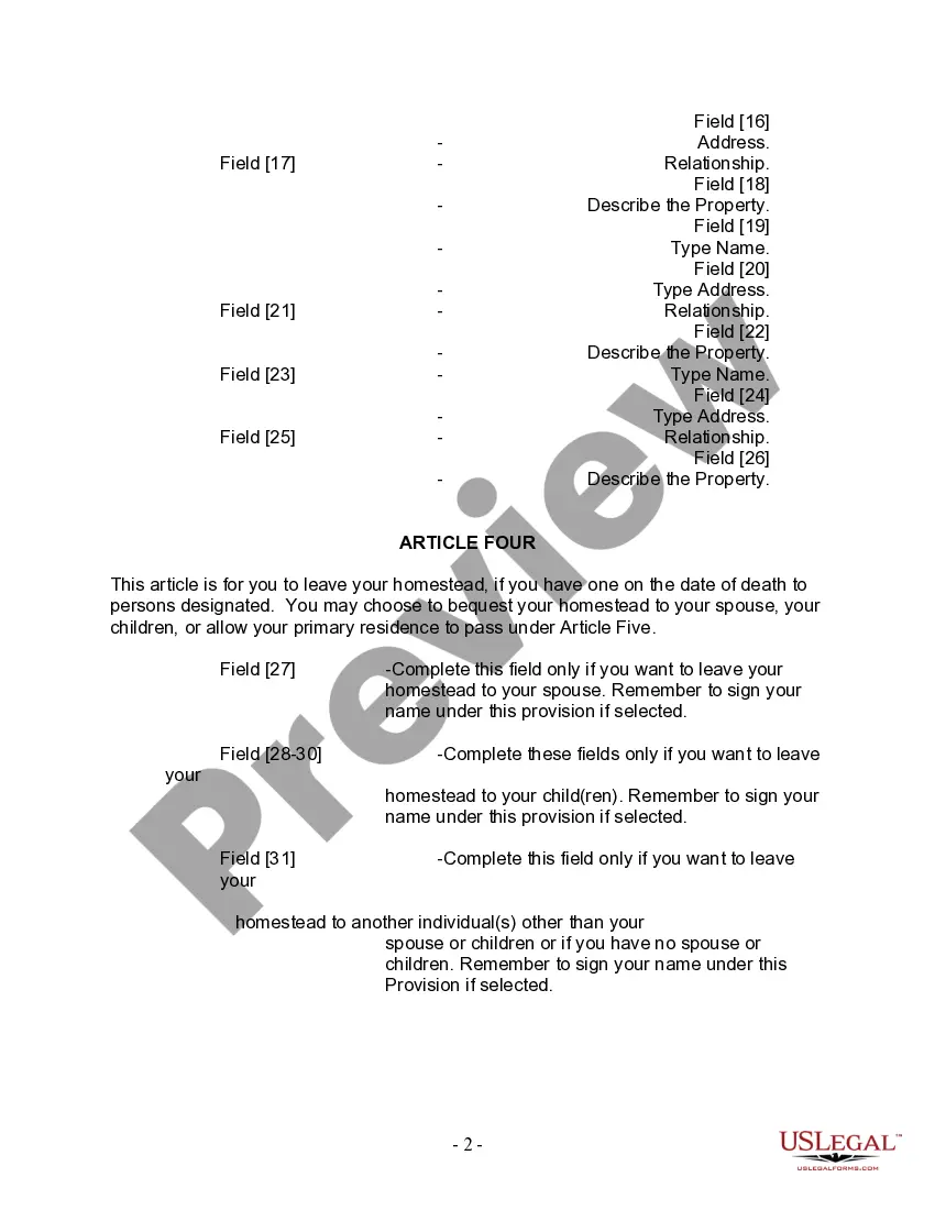 Preview Last Will and Testament for other Persons