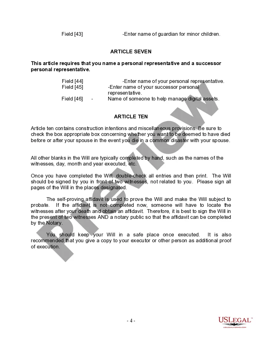 Preview Last Will and Testament for other Persons