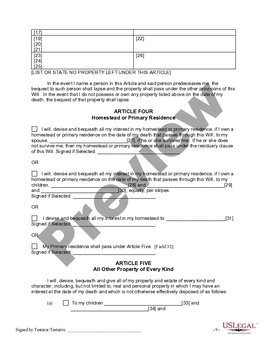 Preview Last Will and Testament for other Persons