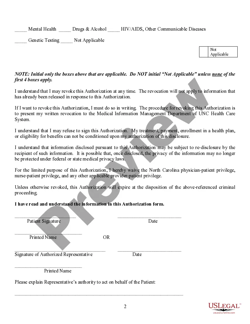 Preview Authorization for Release of Medical Information for Criminal Cases
