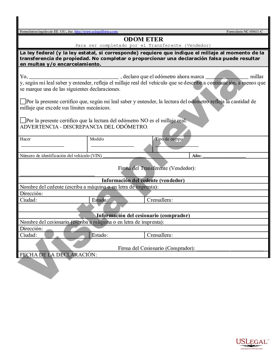 Preview Factura de venta de automóvil o vehículo, incluida la declaración del cuentakilómetros y el pagaré