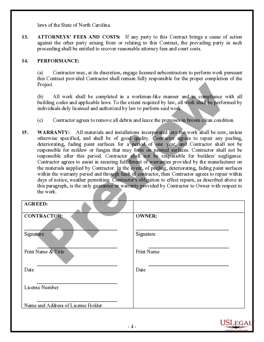 Preview Painting Contract for Contractor