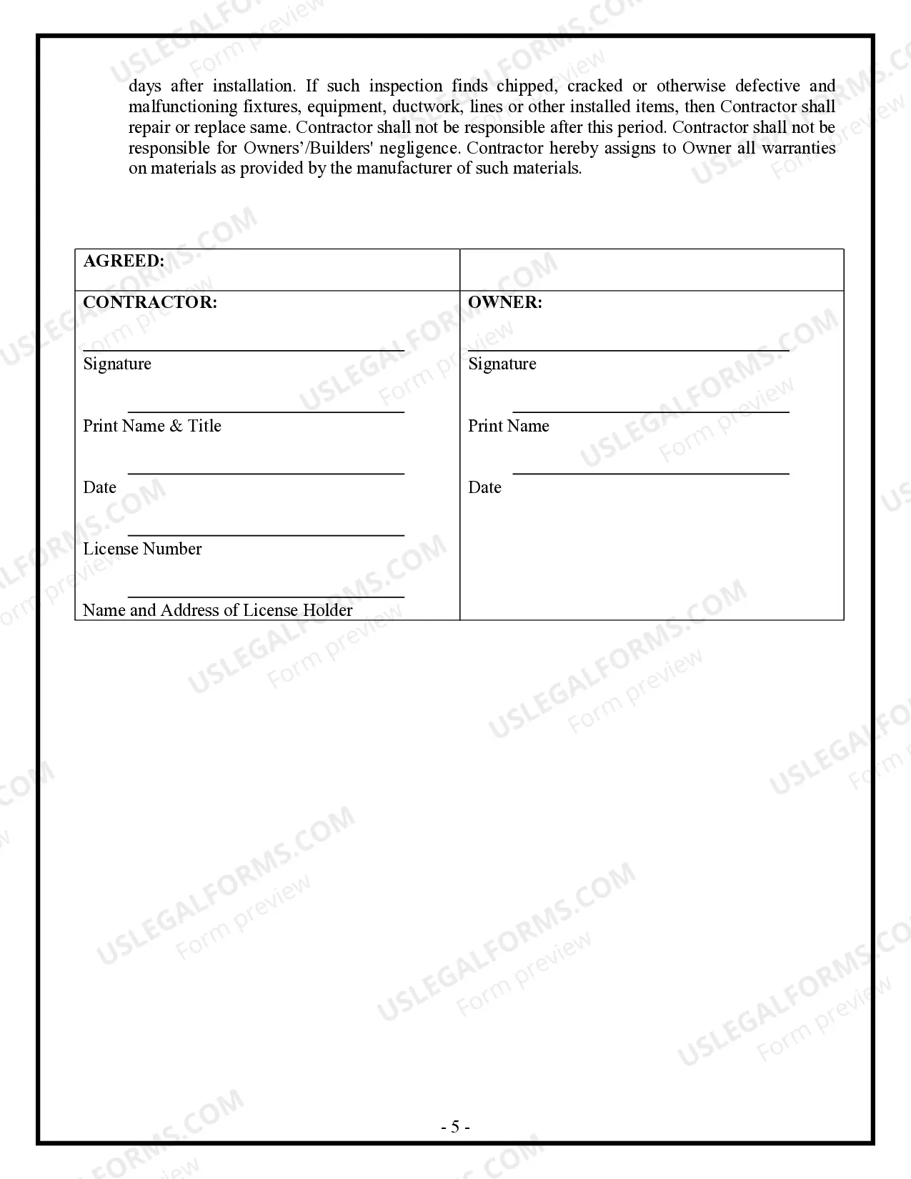 Preview HVAC Contract for Contractor